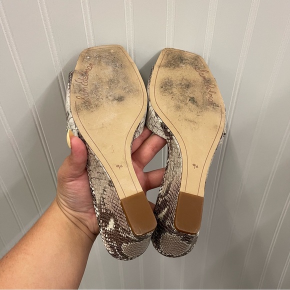 Sam Edelman Tesma Snake Skin Print Leather Wedge Mule Sandal Sz 9.5 - Picture 6 of 10